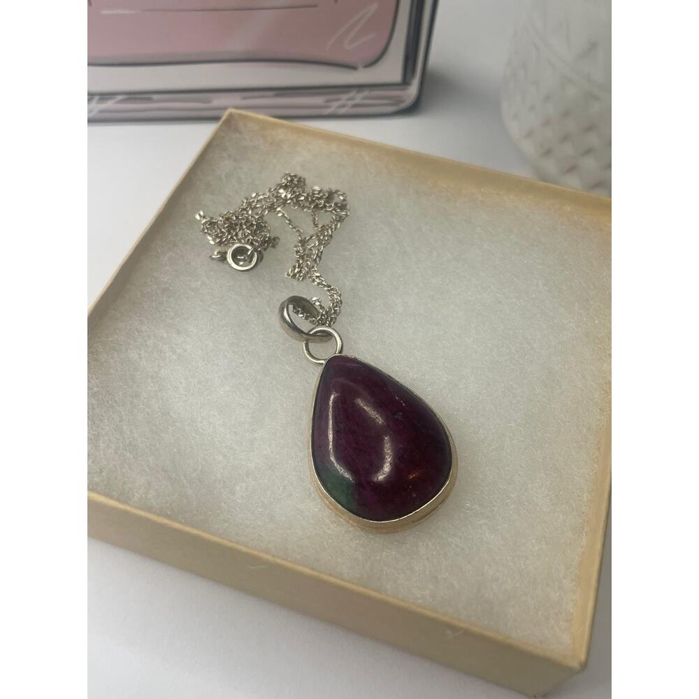 Retro Style Ruby silver 925 necklace